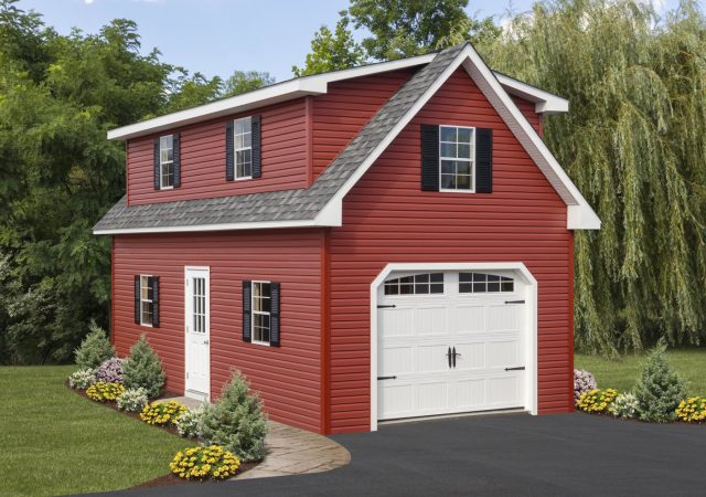 2 Story Single Car Garage | Amish Garages Built On Site