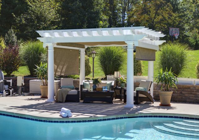 12x12 Vinyl Artisan Pergola with Optional Canopy and Curtains