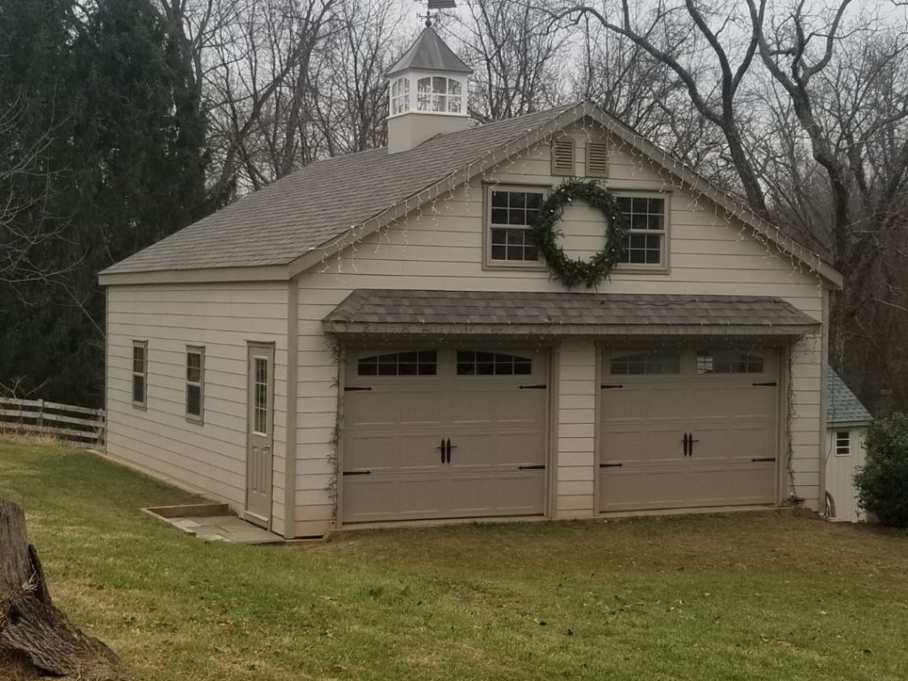 24x28 2-Story A-Frame Garage with Hardie Plank Siding and Optional Cupola , Vents and Carriage Style Garage Doors