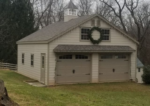 24x28 2-Story A-Frame Garage with Hardie Plank Siding and Optional Cupola , Vents and Carriage Style Garage Doors