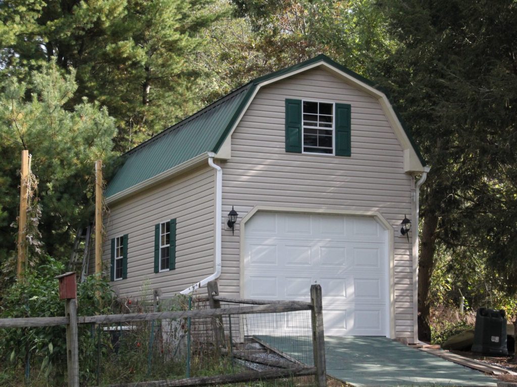 12x24 2-Story Gambrel Garage with Optional Metal Roof and Gutters