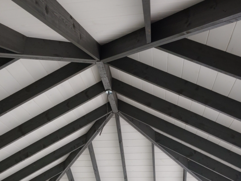 Gray Rafters with White Stain