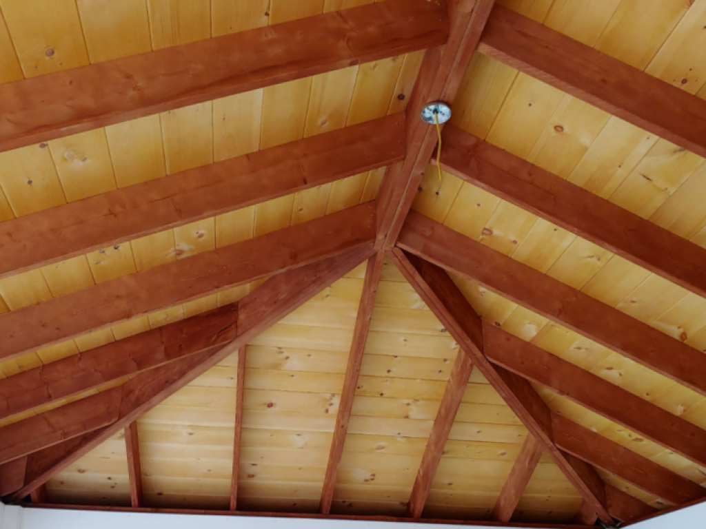 Mahogany Rafters with Natural Stain