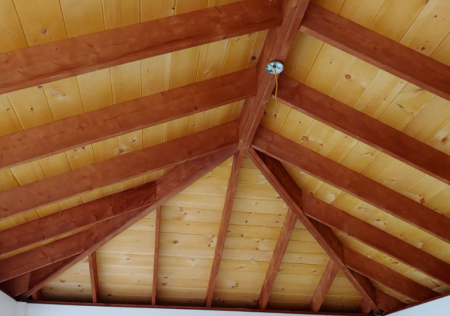 Mahogany Rafters with Natural Stain