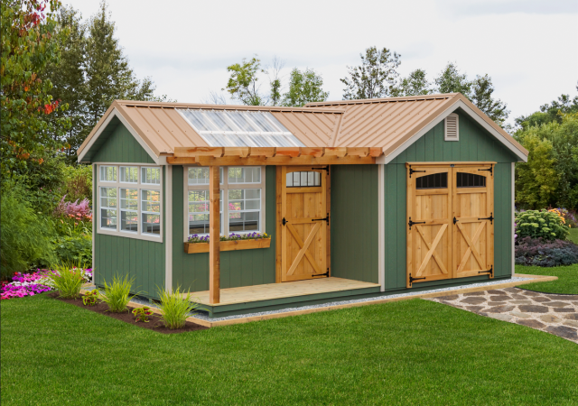 12x20 Cottage Greenhouse Green