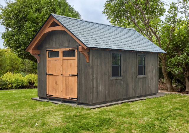 10x16 Timber Frame; Driftwood, Bark, Fox Hollow Gray