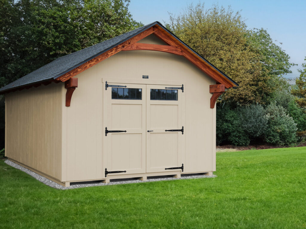 12x20 Timber Frame Shed; Sandbar; Jarrah Brown; Natural