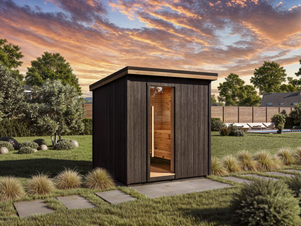 Sauna with overhang
